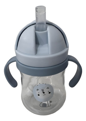 Vaso Antiderrame Norplat Para Bebe Con Bombilla 250ml 360° Celeste León