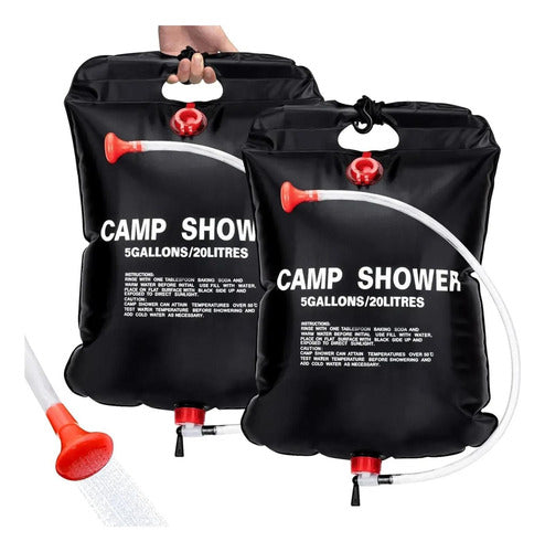 2 Ducha Portatil Recargable Norplat - Ducha Solar Baño 20lts Negro