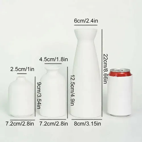 3 Floreros Norplat - Jarron Cerámica Decorativos Para Mesa Blanco Lisa