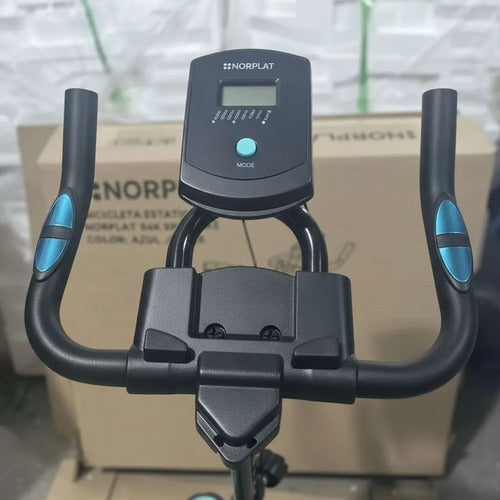Bicicleta Estatica Norplat S4k Spinning Fitness Volante 4kg Azul Y Negro