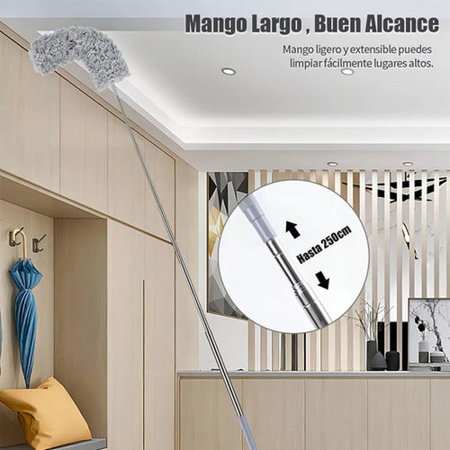 Plumero 2.5m Retractil Microfibra Limpiador Polvo - Norplat Gris