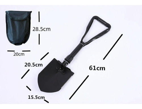 Pala Plegable Picota Sierra 2 En 1 Militar Camping - Norplat Negro