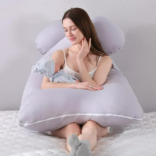 Cojín Con Funda Suave Almohada Maternal Embarazadas Norplat - Gris