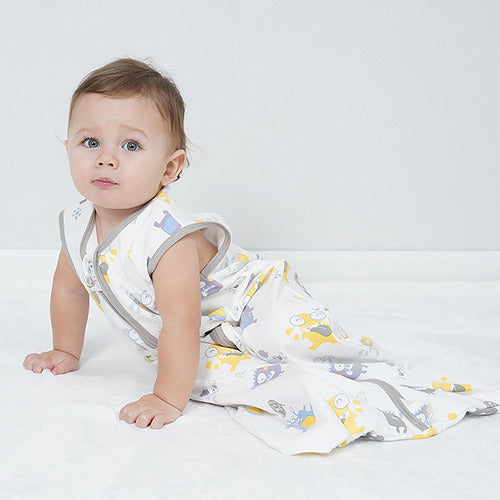 2 Pijamas Bebe Saco Dormir Sin Mangas 100% Algodon - Norplat Blanco Panda Y Monstruos S