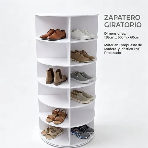 Organizador Estante Zapatero Giratorio 6 Niveles - Norplat Blanco