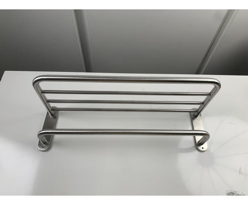 Bandeja Portatoalla Acero Inox Cepillado Toallero - Norplat  Plateado