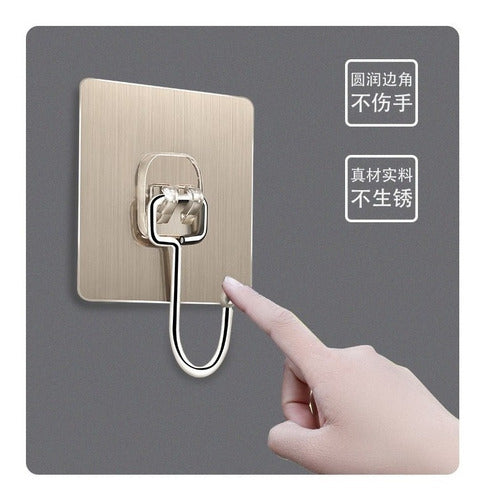 Pack 5 Unidades Gancho 8x8 Para Pared Metálico Con Adhesivo