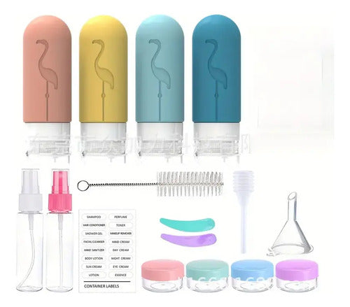 Set De Viaje Botellas Plásticas Dispensadoras 17 Pcs Norplat Pelicano