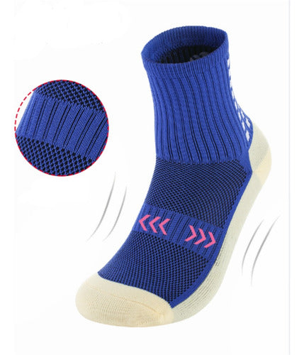 Calceta Fútbol Antideslizante + Calceta S/pie Niño Infantil Azul