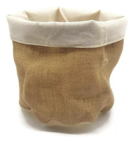 Panera Cesto De Tela Arpillera Organizador Frutera Redonda Blanco Arpillera