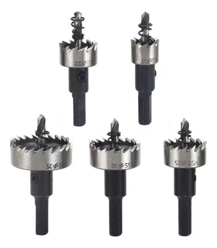 Juego De 5 Brocas Copa Corona Perforadora Metal - Norplat Plateado