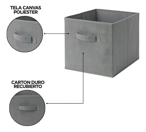 Kit 6 Cajas Organizadoras Cubo Plegables Closet Ropa Norplat Gris Oscuro Lisa