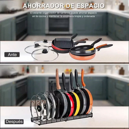 Organizador De Tapas Ollas Sartén Expansible Cocina Norplat Negro