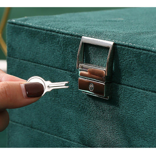 Maletin Joyero 3 Niveles Organizador De Joyas - Norplat Verde Oscuro