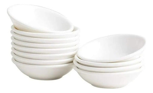 24 Pocillos Norplat De Cerámica - Salsa Soya Pebre 7.5x2.2cm Blanco