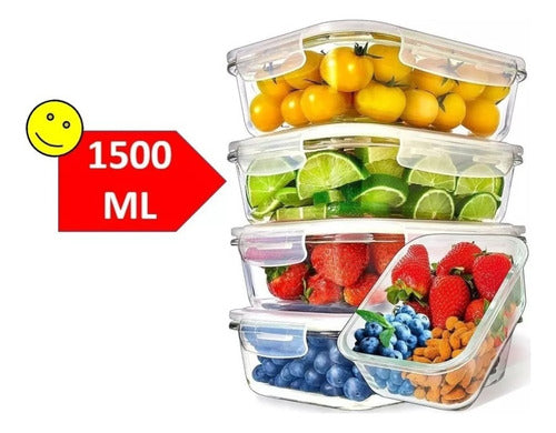 Taper Tupper Contenedor Hermético Vidrio 1500 Ml 1.5l Cukin Transparente