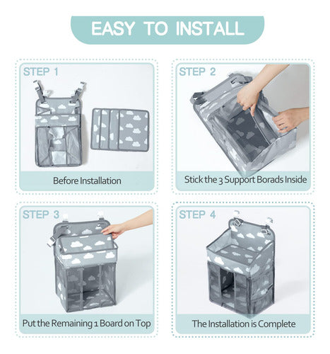 Organizador Pañales Cambiador Cuna Carrito Pañal - Norplat Gris