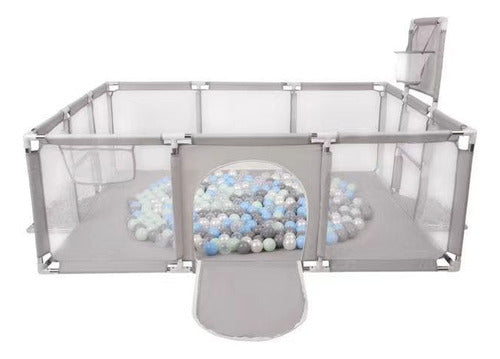 Corral Para Bebe Con Aro De Basket 180cm Seguridad - Norplat Gris Claro