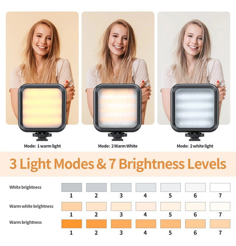 Foco Led Norplat Para Cámara Celular 3000-5500°k 1.2ah 800lm Negro Blanco Cálido Y Frío