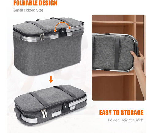 Norplat Canasta Termica Plegable Cooler Portatil Camping Gris