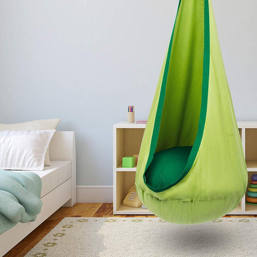 Columpio Sensorial Hamaca Colgante Niños + Cojín - Norplat Verde Lima
