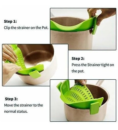 Colador De Clip Fácil Silicona Para Ollas Y Sartenes - Cukin Rojo