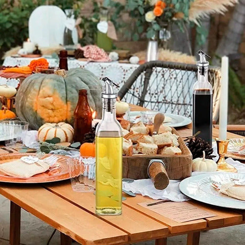 2 Botellas Vidrio 500ml Dispensador Aceitero Vinagre Norplat