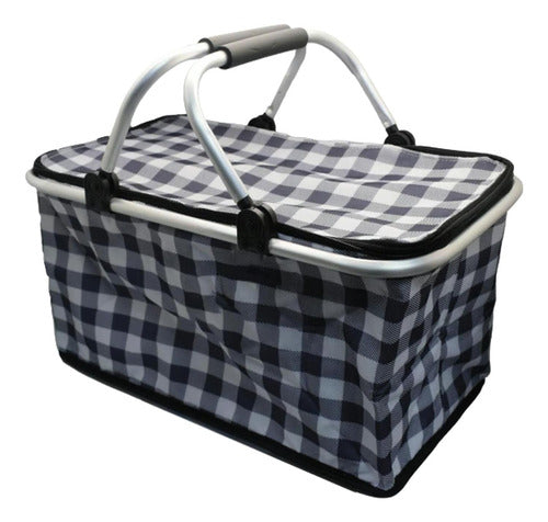 Cesta Bolso Cooler 30 Litros Térmico Plegable - Norplat Blanco Y Negro