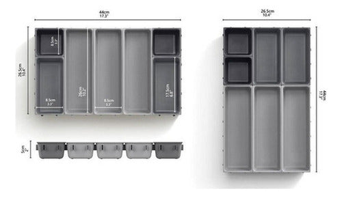 Organizador Cubiertos Servicio Cajon 7u Desmontables Norplat Gris