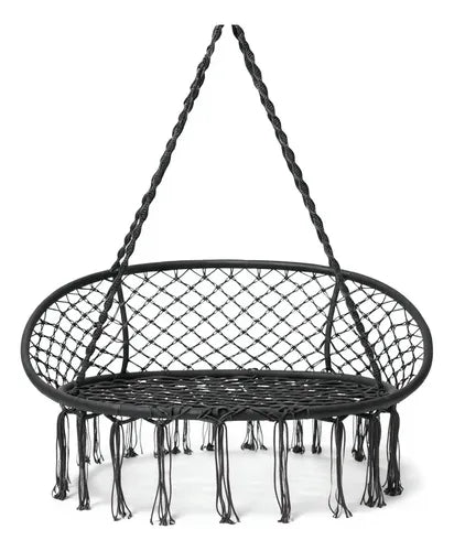Mecedora Para Terraza Norplat Tipo Columpio De Macrame Negro Macrame