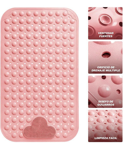 Piso Goma Antideslizante Para Ducha Tinas Alfombra - Norplat Rosa