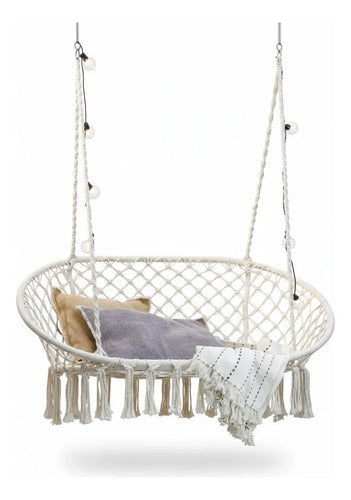 Mecedora Para Terraza Norplat Tipo Columpio De Macrame Crudo Macrame
