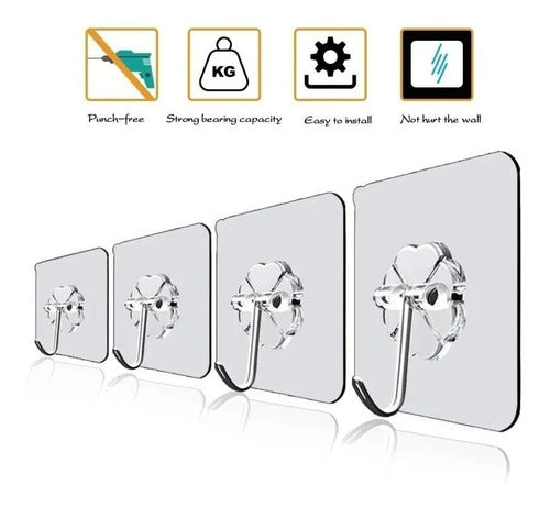 Pack 10 Unidades Gancho Para Pared / Metálico Con Adhesivo Agua