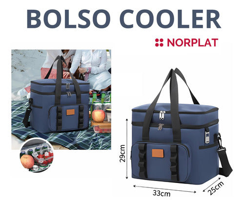Bolso Cooler 24 Litros Termico Multi Compartimientos Norplat Azul