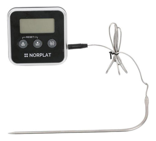 Termómetro Y Timer Para Carne Y Asado Parrilla Horno - Cukin Negro