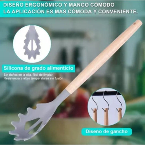 Set 19 Utensilios Cocina Acero Inoxidable Silicona - Norplat Blanco