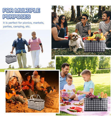 Cesta Bolso Cooler 30 Litros Térmico Plegable - Norplat Blanco Y Negro