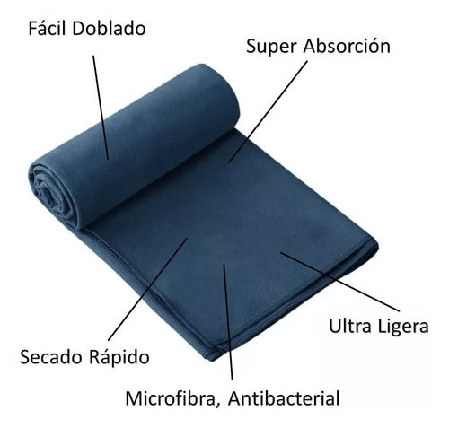 Toalla Microfibra Secado Rapido Toallon Microfibra Xl 175x75 Azul