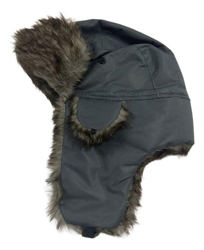 Gorro Invierno Ruso Unisex Cálido Termico Aviador - Norplat Gris Oscuro M Lisa