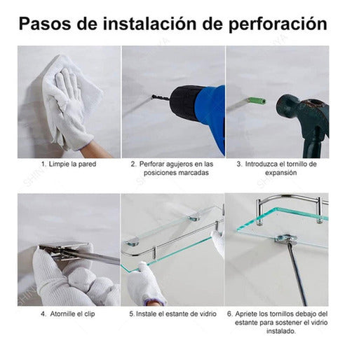 Organizador Ducha Repisa Baño Set 2 Vidrio Templado Norplat Plata