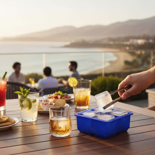 Molde De Silicona Para Cubos De Hielo 5cm - Cukin Azul Eléctrico