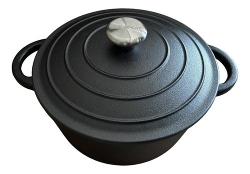 Olla De Hierro Fundido 24 Cm 3.5 Lts - Va Al Horno - Norplat Negro