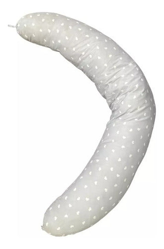 Cojín Maternal Almohada Materindad Lactancia 100% Algodón Gris Con Corazones Blancos