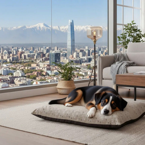 Cama Perros Norplat Colchon 90x70cm Grande Relax Almohadon Beige Claro Huesos