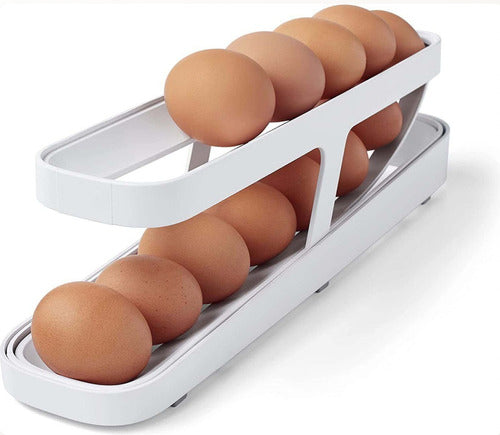 Huevera Organizador Dispensador Porta 14 Huevos - Norplat Blanco