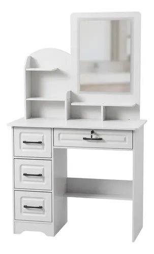 Tocador Norplat Con Espejo 4 Cajones Comoda Organizador Blanco