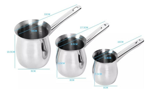 Set 3 Ollas Lecheras Acero Inolxidable Para Café Té Milk Pot Plateado