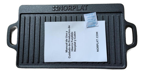 Plancha Churrasquera Norplat Hierro Fundido 2en1 45x22x1.5cm Negro