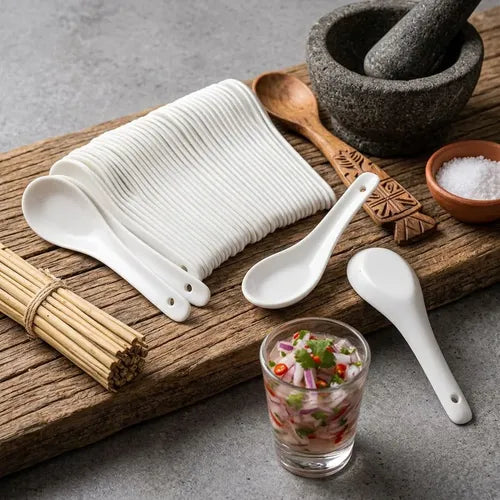 Pack 100 Cucharas Norplat - Ceviche - Coctel - Mini Cucharas Blanco