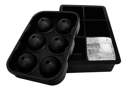 Molde De Silicona Para 6 Bolas De Hielo 4.5 Cm Negro